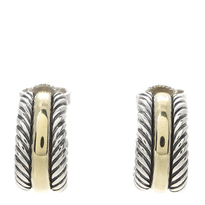 David Yurman Sterling Silver 14K Yellow Gold 16mm Cable Classics Hoop Earrings 1 of 5