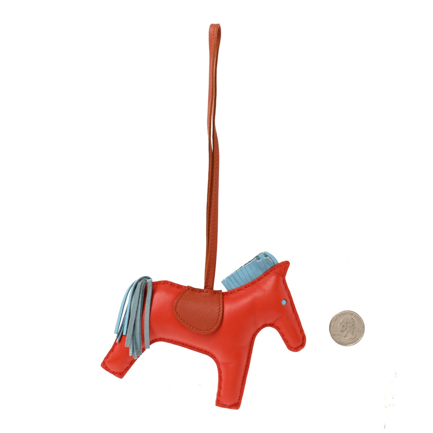 Milo Lambskin Grigri Rodeo Horse Bag Charm MM Capucine Celeste Cornaline