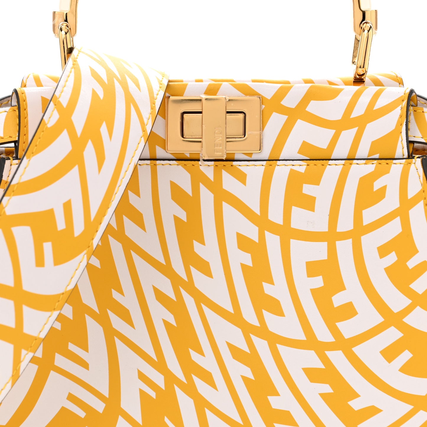 X SARAH COLEMAN Vitello Liberty Shiny Nappa Plexiglass FF Vertigo Mini Peekaboo Iconic Satchel Mimosa White