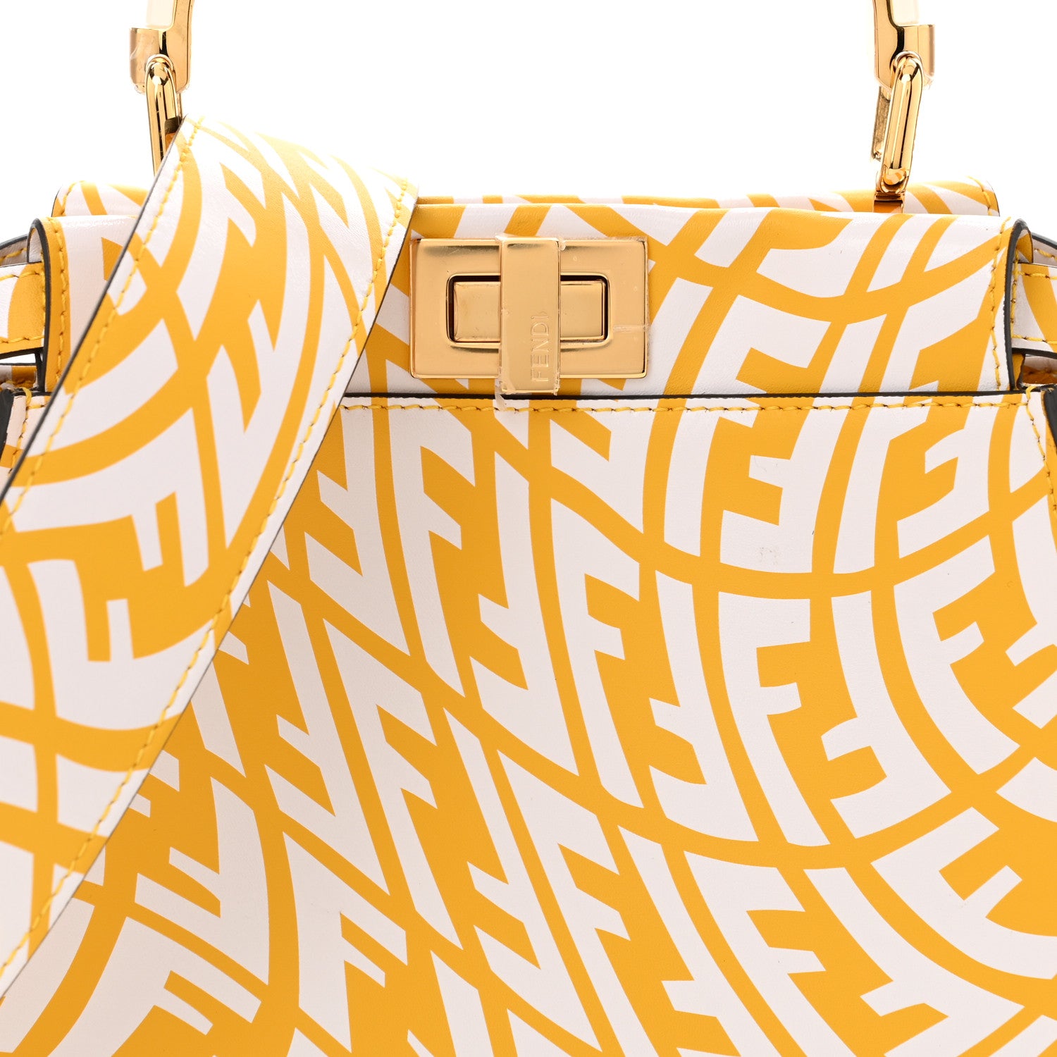 Fendi X SARAH COLEMAN Vitello Liberty Shiny Nappa Plexiglass FF Vertigo Mini Peekaboo Iconic Satchel Mimosa White 9 of 12