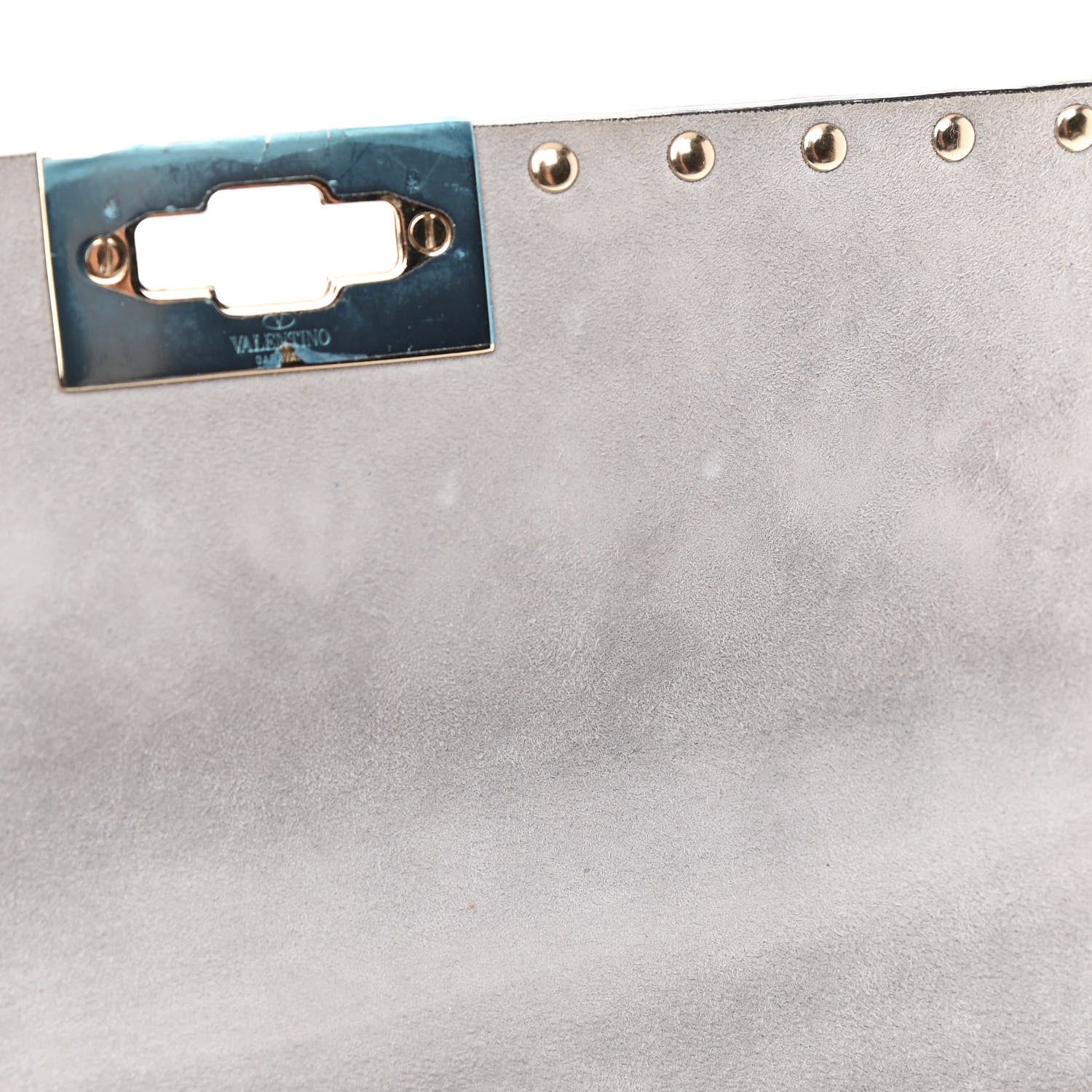 Valentino Garavani Craquele Nappa Medium Rockstud Spike Shoulder Bag Pastel Grey 11 of 12