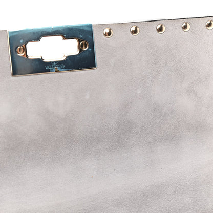 Valentino Garavani Craquele Nappa Medium Rockstud Spike Shoulder Bag Pastel Grey 11 of 12