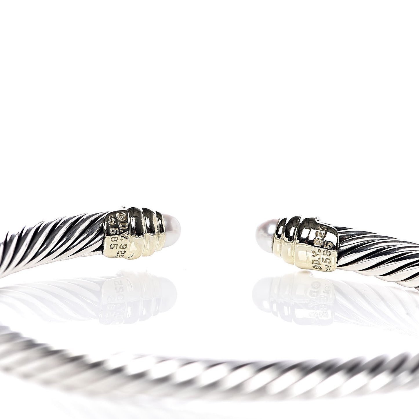 Sterling Silver 14K Yellow Gold Pearl 5mm Cable Classics Petite Color Bracelet