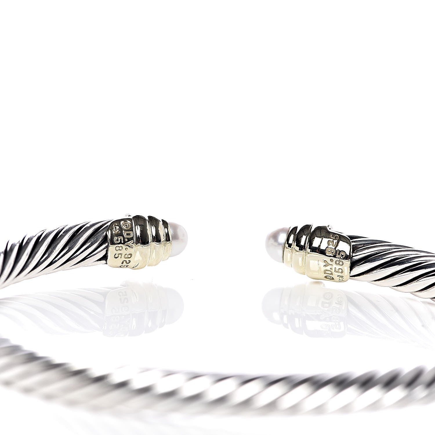 David Yurman Sterling Silver 14K Yellow Gold Pearl 5mm Cable Classics Petite Color Bracelet 4 of 4