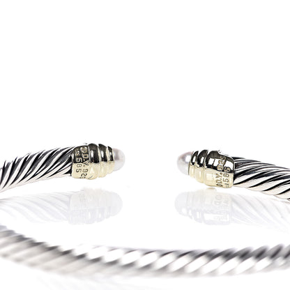 David Yurman Sterling Silver 14K Yellow Gold Pearl 5mm Cable Classics Petite Color Bracelet 4 of 4