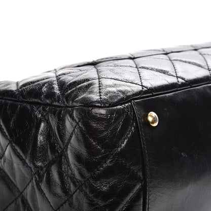 Chanel Glazed Calfskin Castle Rock Large Flap Black Burgundy 14 of 17