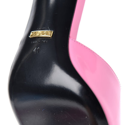 Gucci Polished Calfskin Scarlet Mid Heel Slide Sandals 41 Pink Plexi 9 of 11