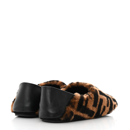 Fendi Shearling Nappa FF Slippers 38 Tobacco Black 4 of 8