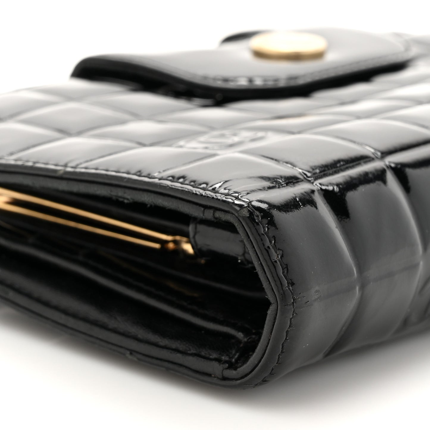 Patent Chocolate Bar Wristlet Wallet Black