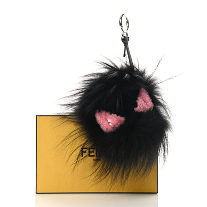Fendi Fox Fur Shearling Crystal Pinky Punky Monster Bag Bug Charm Black Bubblegum 5 of 5