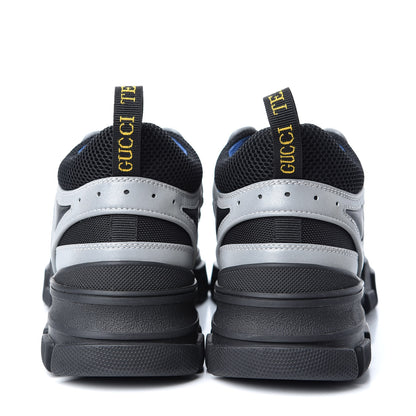 Gucci X SEGA Mesh Technical Canvas Calfskin Reflective Mens Flashtrek Sneakers 10 Silver Black 5 of 10