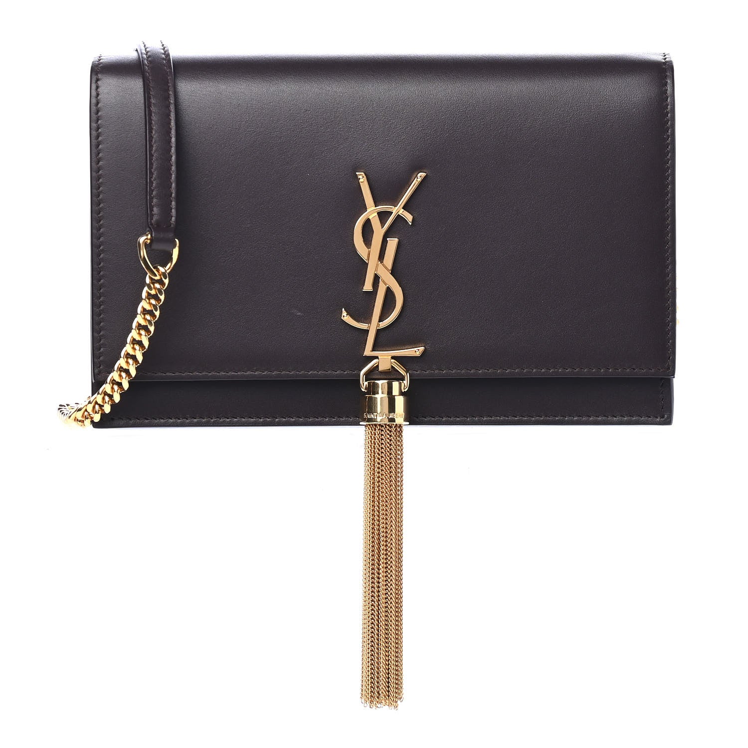Saint Laurent Smooth Calfskin Classic Monogram Kate Tassel Chain Wallet Amaranto 1 of 9