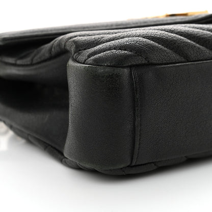 Saint Laurent Sheepskin Matelasse Chevron Monogram Medium College Bag Black 9 of 19