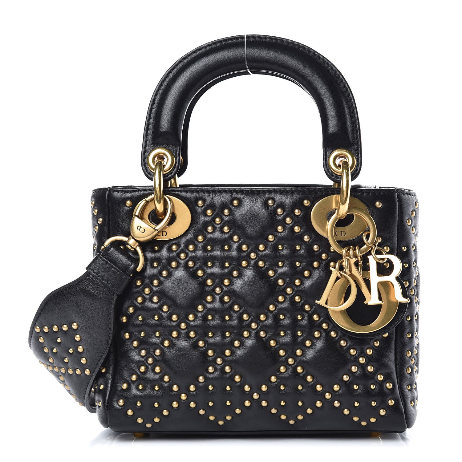 Christian Dior Lambskin Studded Mini Supple Lady Dior Black 1 of 8