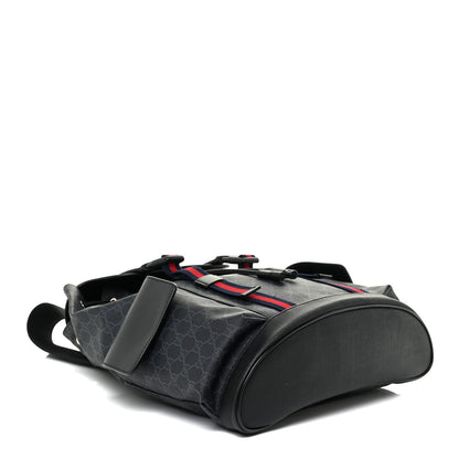 Gucci Soft GG Supreme Monogram Appia Calfskin Web Double Buckle Backpack Black 4 of 15