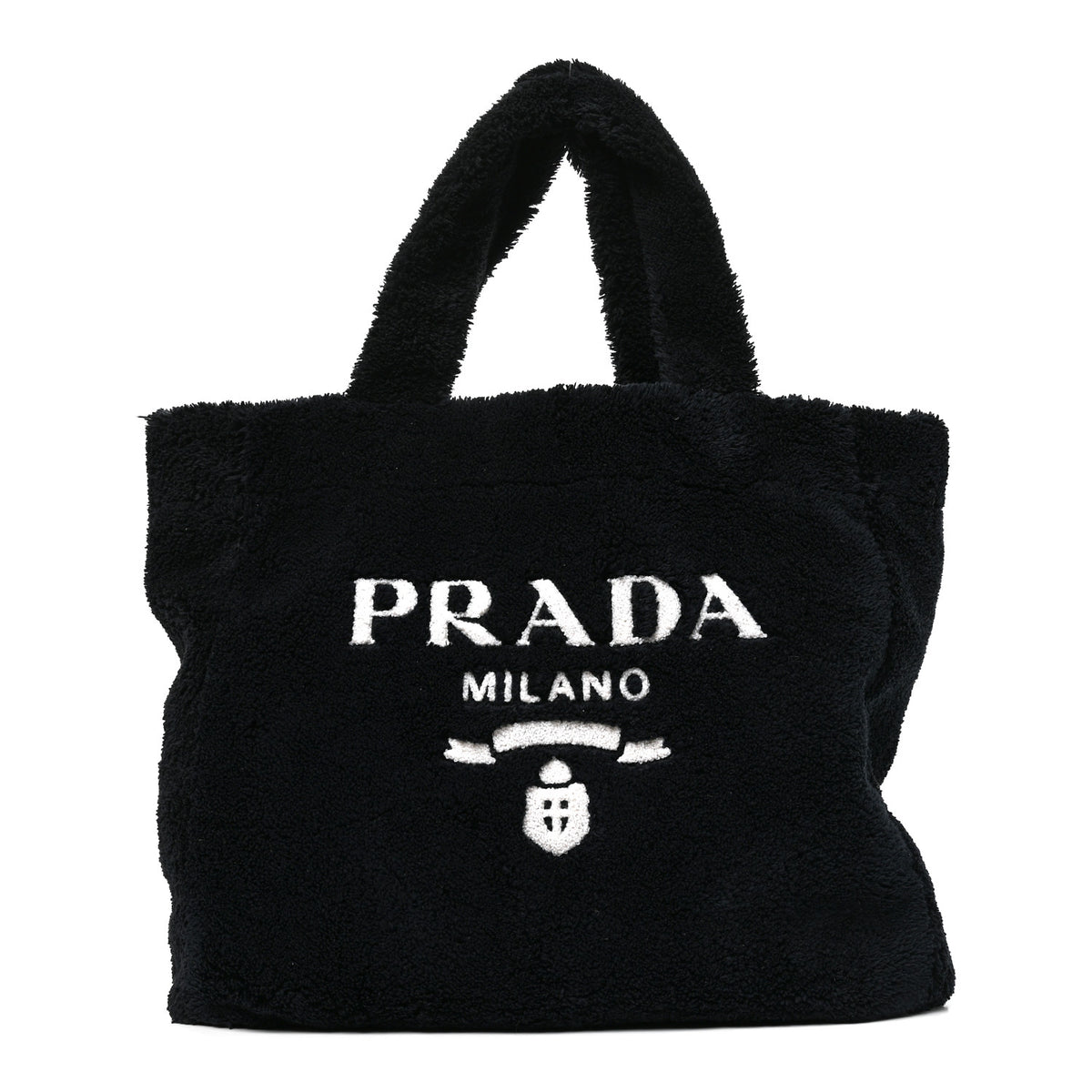 Prada Terry Cloth Tote Bag Black White 1 of 9