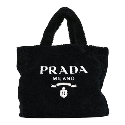 Prada Terry Cloth Tote Bag Black White 1 of 9