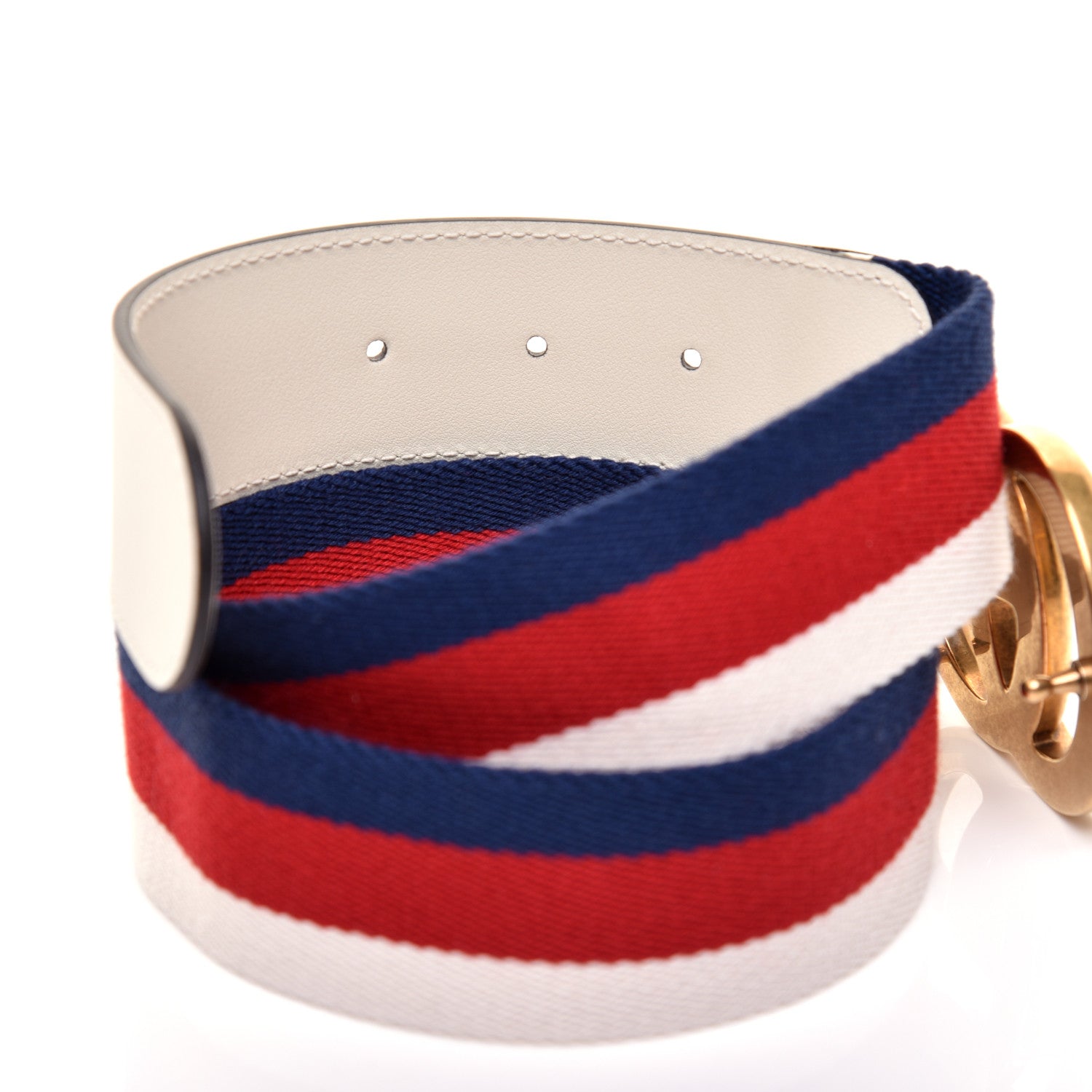 Gucci Nylon Calfskin Sylvie Web Double G 40mm Belt 85 34 Mystic White Hibiscus Red Maritime 4 of 5