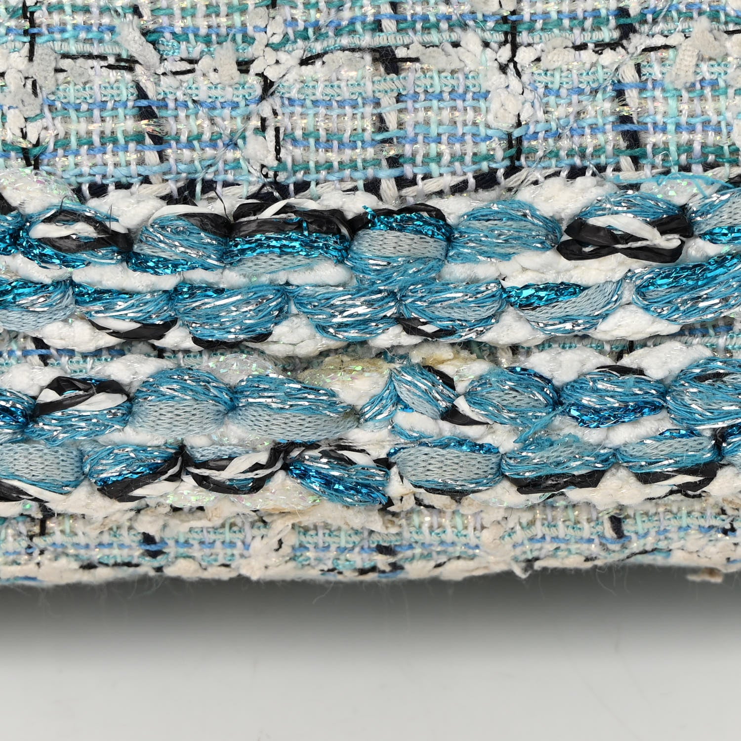 Chanel Tweed Quilted Medium Double Flap Blue White 15 of 15