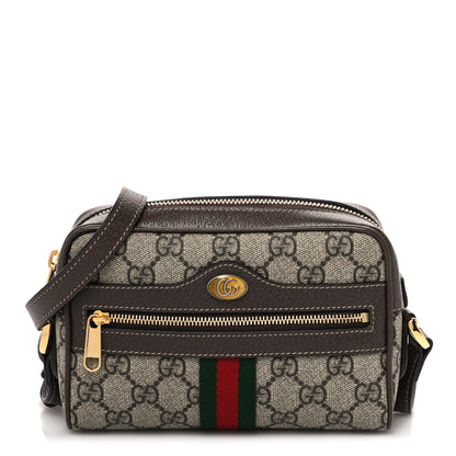 Gucci GG Supreme Monogram Web Mini Ophidia Shoulder Bag Brown 1 of 11