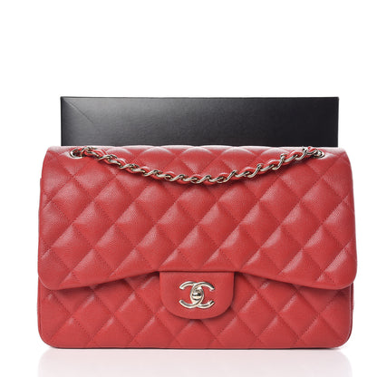 Chanel Caviar Quilted Jumbo Double Flap Red 11 of 11