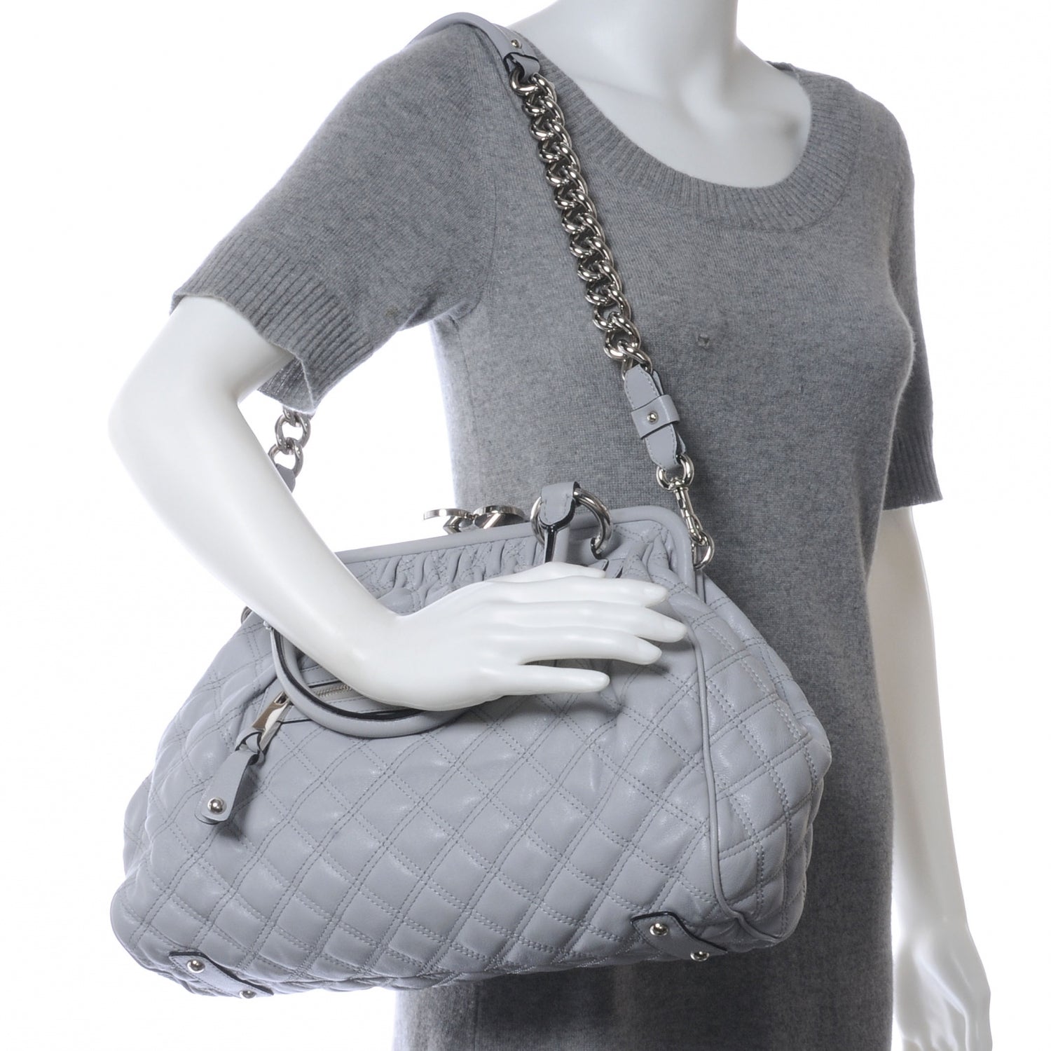 Marc Jacobs Quilted Leather Stam Grey 2 of 7