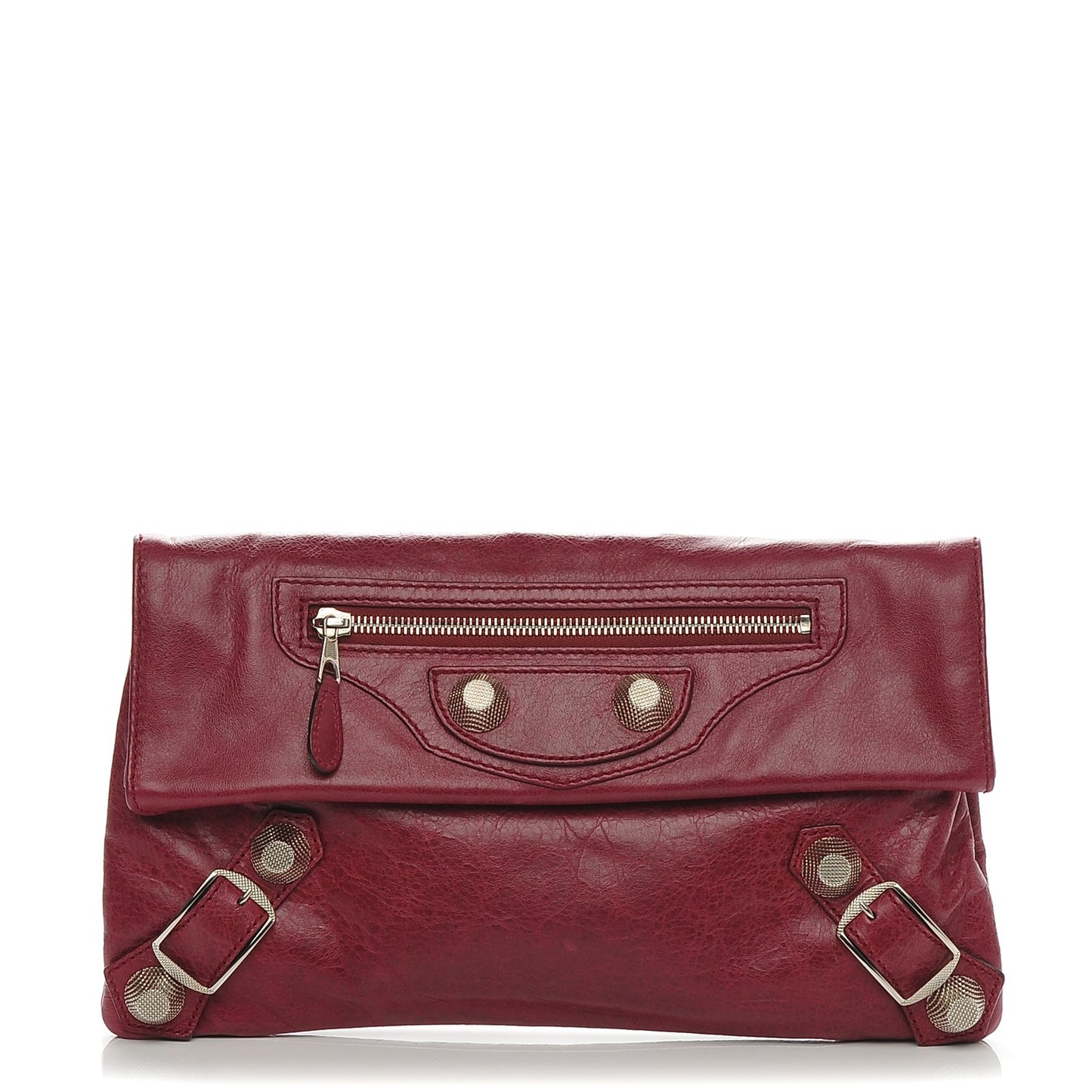 Agneau Giant 21 Silver Hardware Envelope Clutch Pourpre