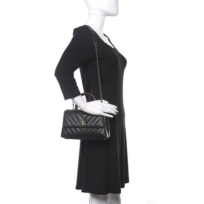 Chanel Caviar Lizard Chevron Quilted Mini Coco Handle Flap Black 2 of 17