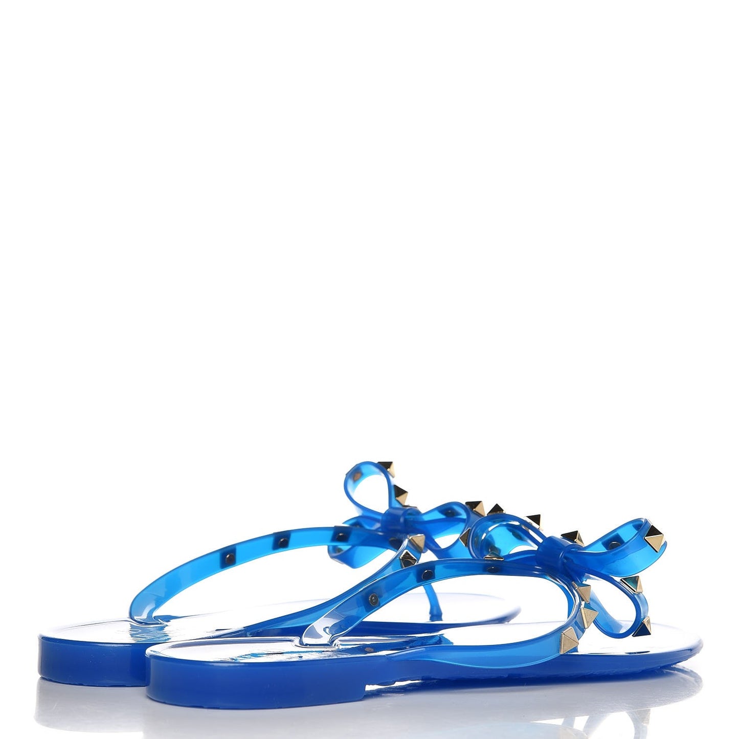 PVC Jelly Rockstud Bow Thong Sandals 40 Blue Fluo