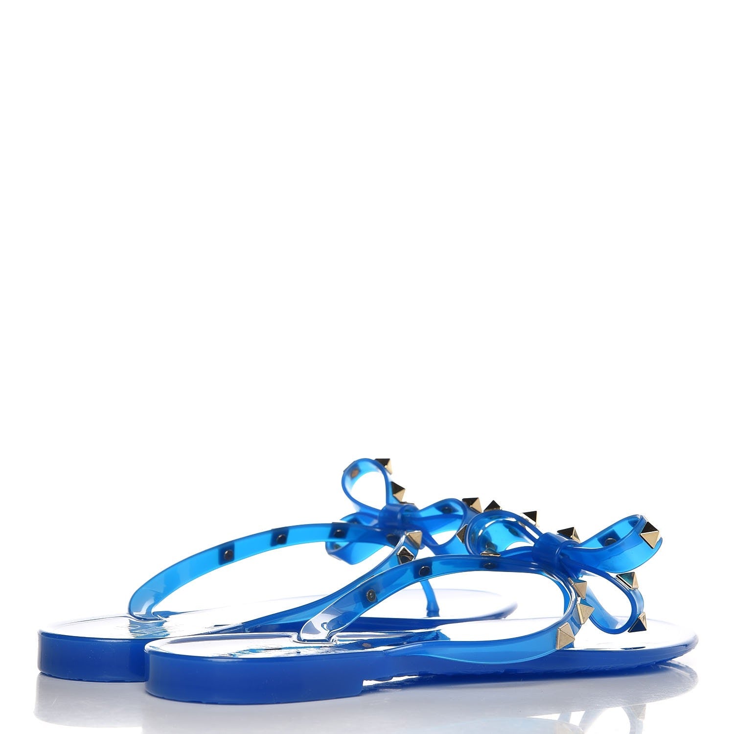 Valentino Garavani PVC Jelly Rockstud Bow Thong Sandals 40 Blue Fluo 4 of 8