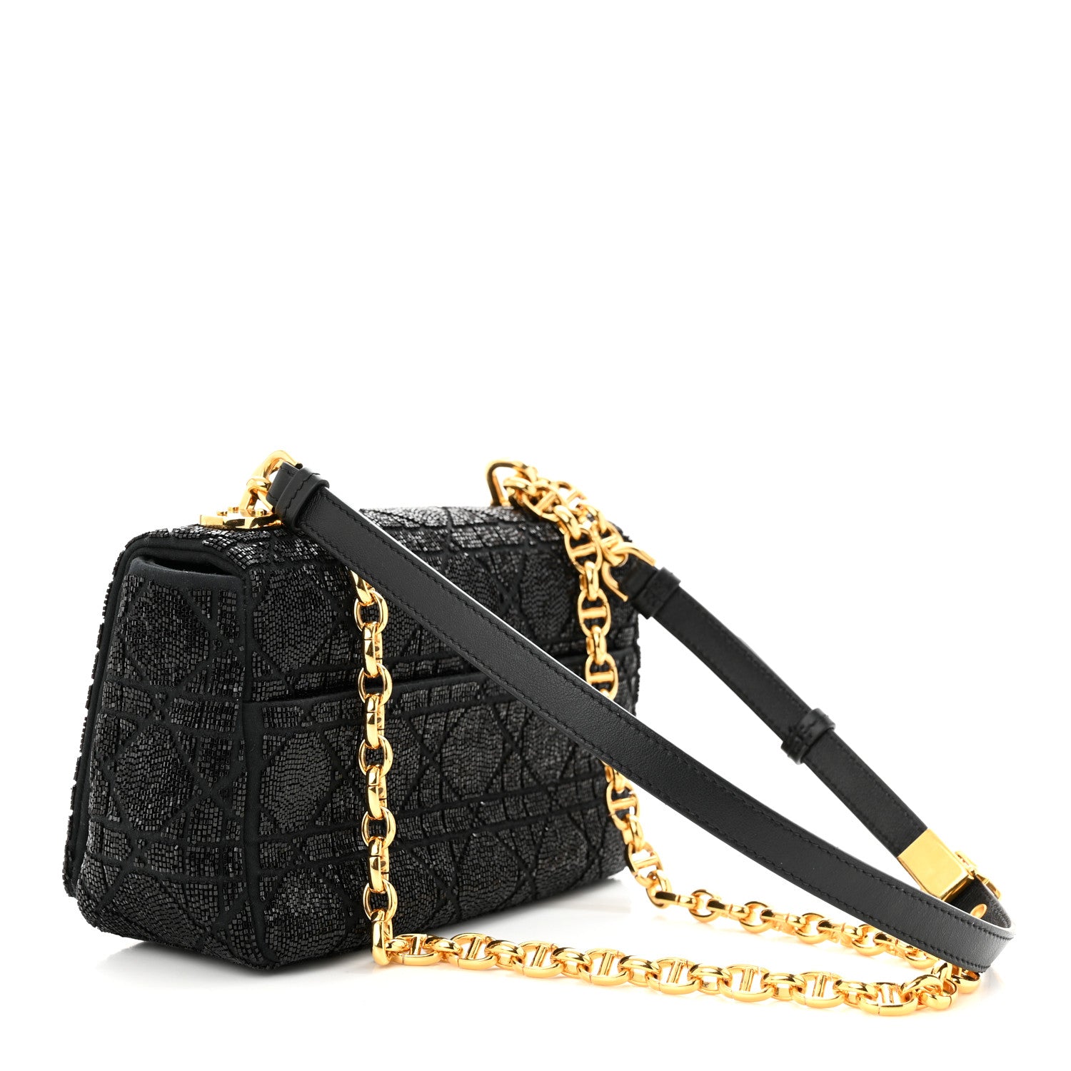 Christian Dior Calfskin Beaded Small Caro Bag Black 3 of 10