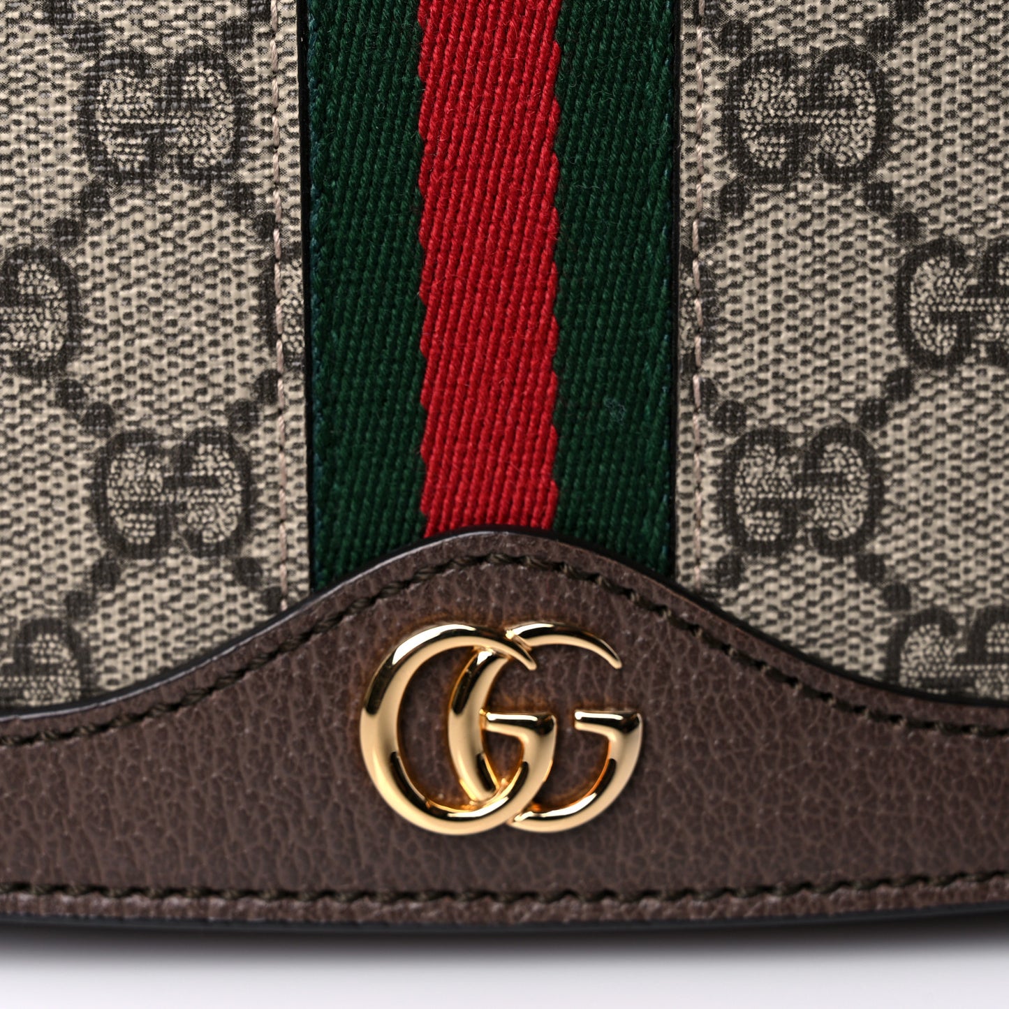 GG Supreme Monogram Web Small Ophidia Flap Messenger Bag Brown