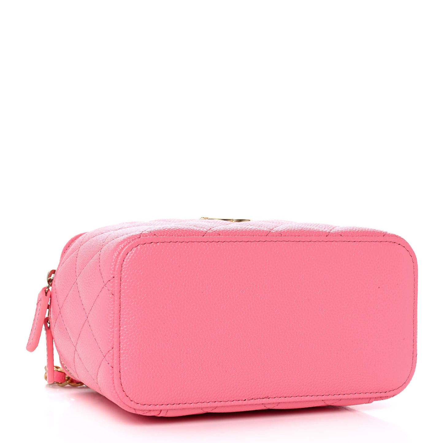 Shiny Caviar Quilted Pick Me Up Vanity Case Pink