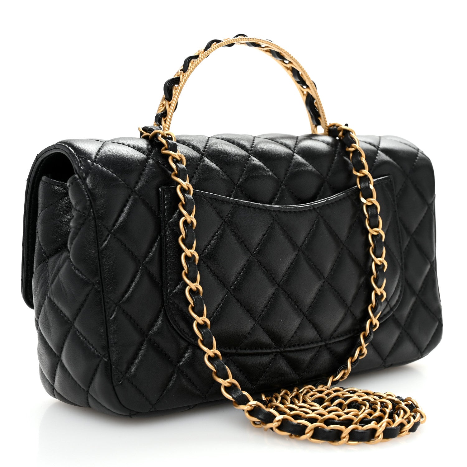 Chanel Lambskin Quilted Small Metal Top Handle Flap Black 4 of 11