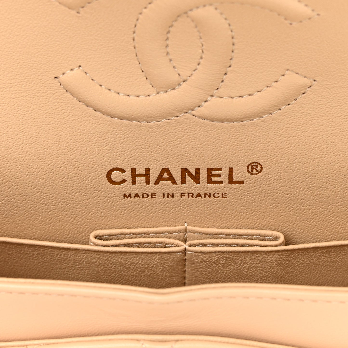 Lambskin Quilted Small Double Flap Beige