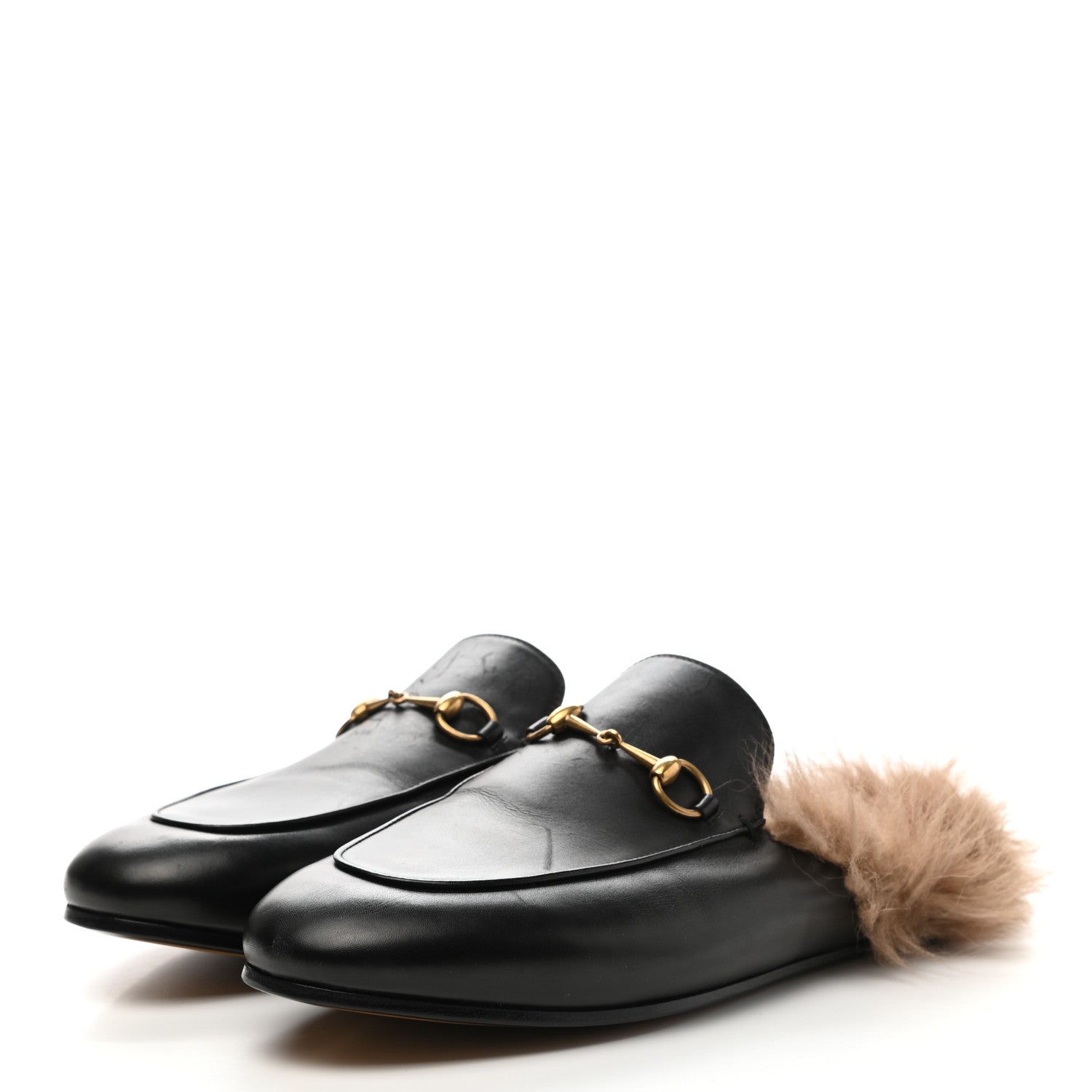 Gucci Calfskin Fur Womens Princetown Slippers 40 Black 3 of 10
