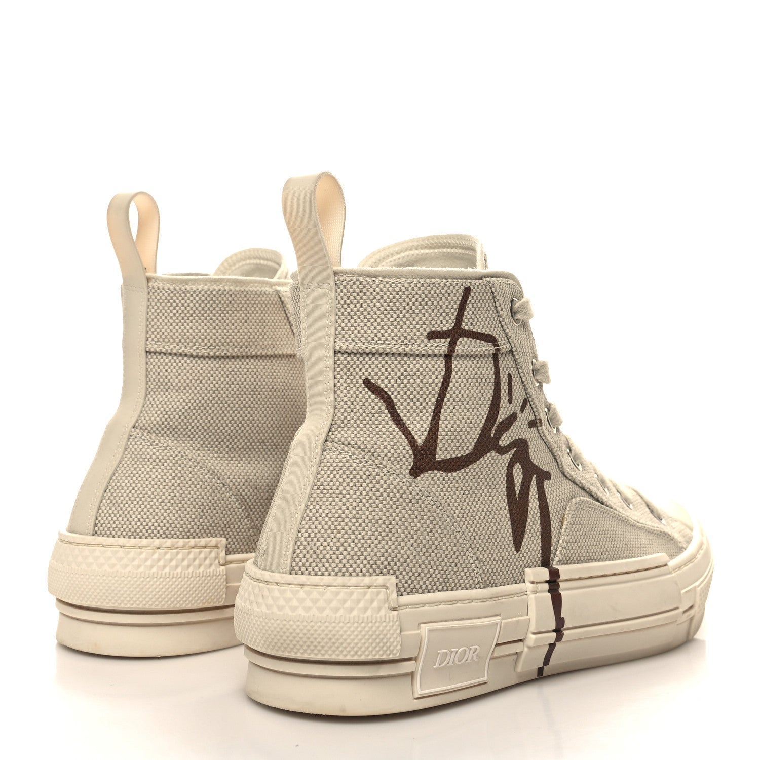 Christian Dior x CACTUS JACK Canvas Mens B23 High Top Sneakers 39 Cream Coffee 4 of 11