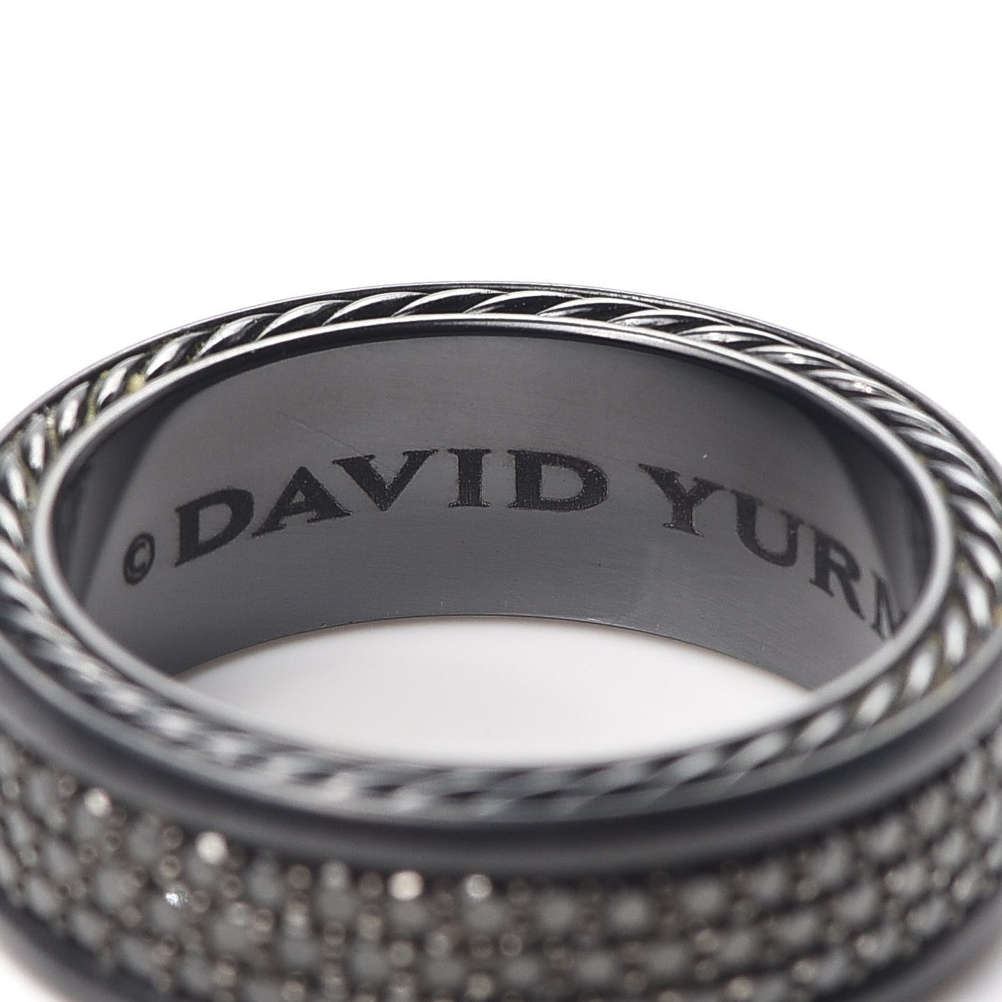 Titanium Sterling Silver Black Diamond Streamline Three-Row Band Ring 67 12