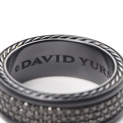 David Yurman Titanium Sterling Silver Black Diamond Streamline Three-Row Band Ring 67 12 4 of 5