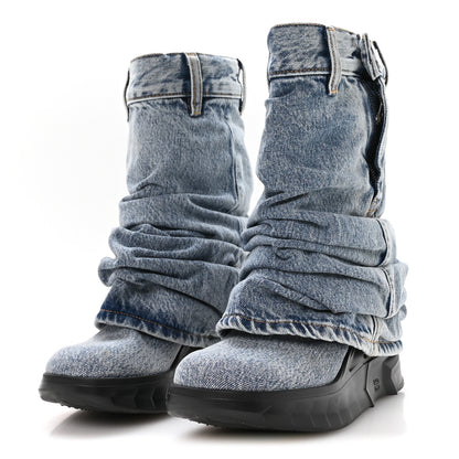 Givenchy Boyfriend Denim Shark Lock Biker Ankle Boots 40 Medium Blue 4 of 8