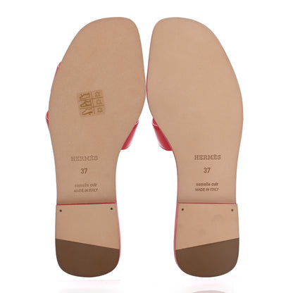 Hermes Calfskin Oran Sandals 37 Rouge Bali 5 of 8