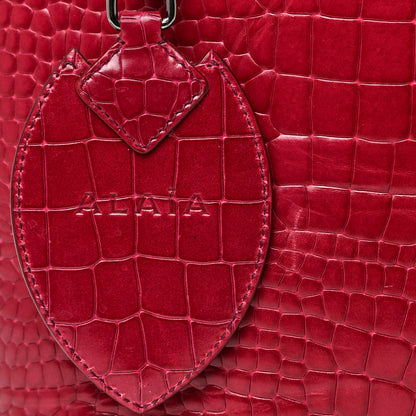 Alaia Calfskin Crocodile Embossed Bag Fuchsia 8 of 15
