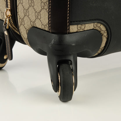 Gucci GG Supreme Monogram Selleria Calfskin Four Wheel Carry On Suitcase Beige Ebony Cocoa 8 of 10