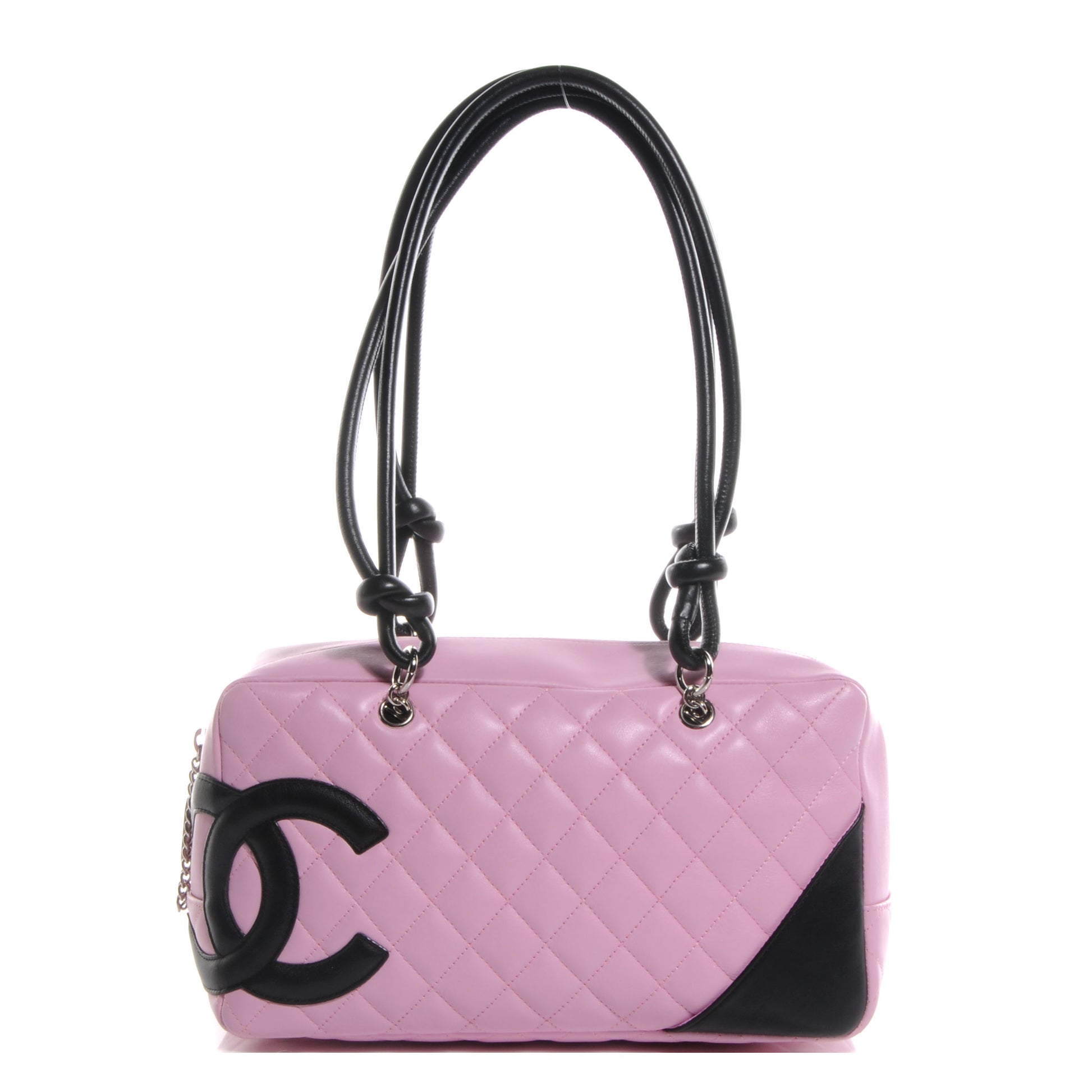 Chanel Calfskin Quilted Large Cambon Bowler Pink Black 1 of 7