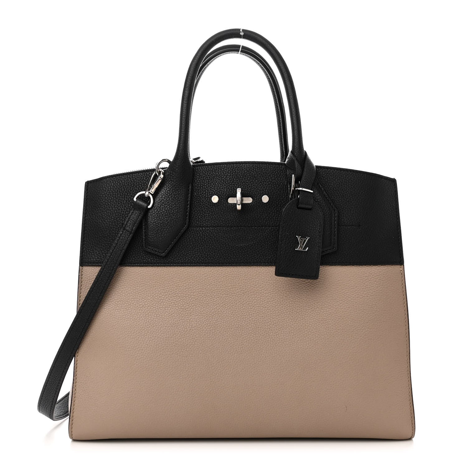 Louis Vuitton Taurillon City Steamer MM Black Beige 1 of 13
