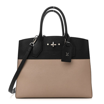 Louis Vuitton Taurillon City Steamer MM Black Beige 1 of 13