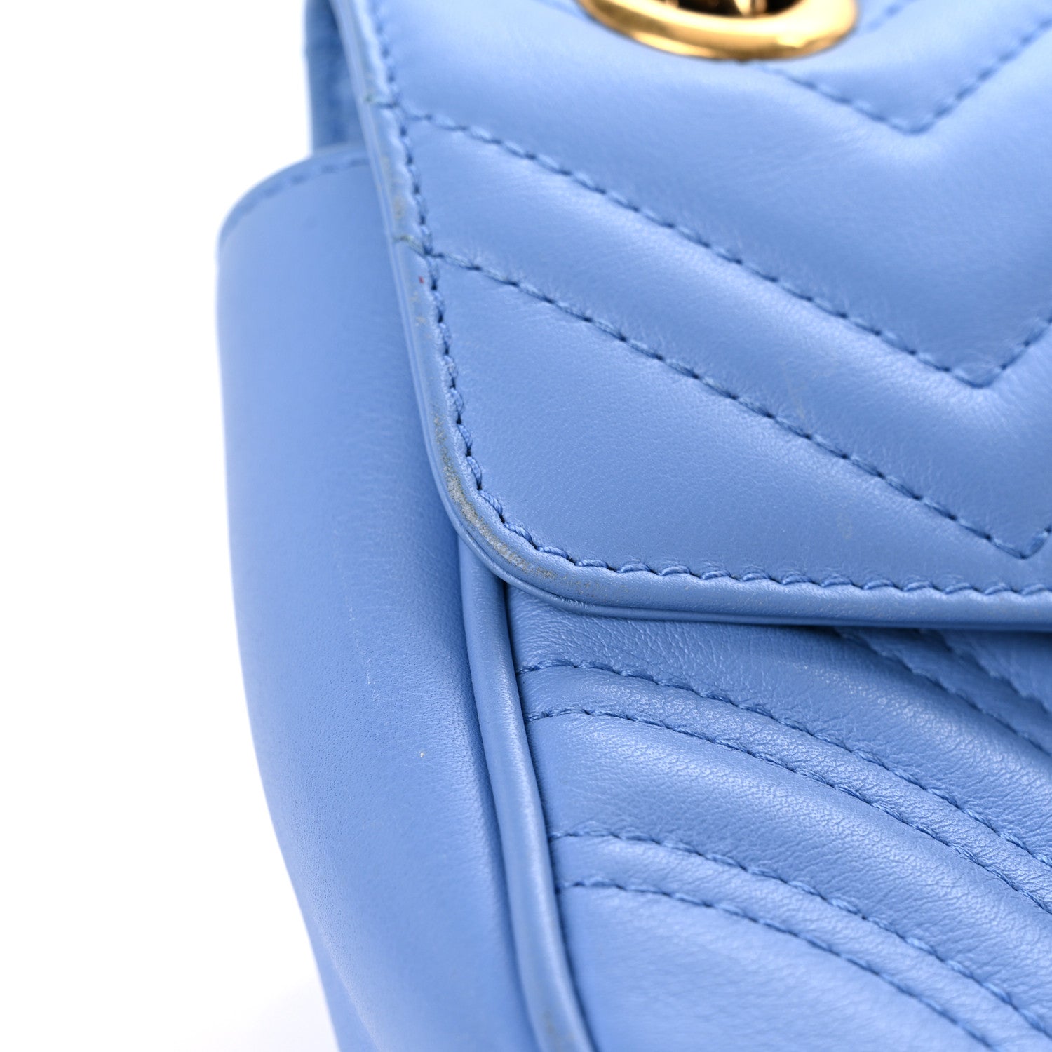 Gucci Calfskin Matelasse Mini GG Marmont Shoulder Bag Clear Sky Blue 16 of 19
