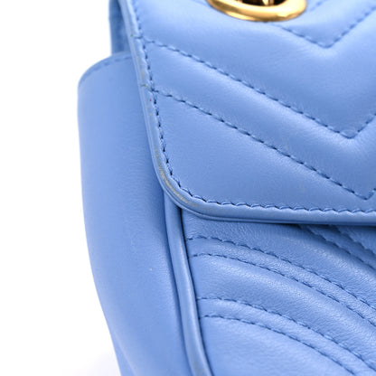 Gucci Calfskin Matelasse Mini GG Marmont Shoulder Bag Clear Sky Blue 16 of 19
