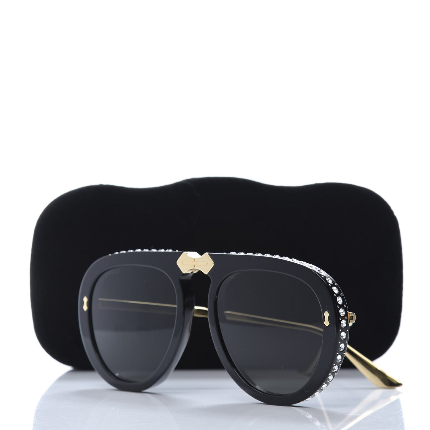 Acetate Crystal Foldable Aviator Sunglasses GG0307S Black