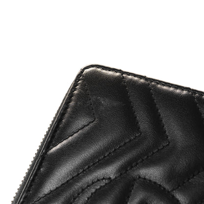 Gucci Calfskin Matelasse GG Marmont Zip Around Wallet Black 9 of 9